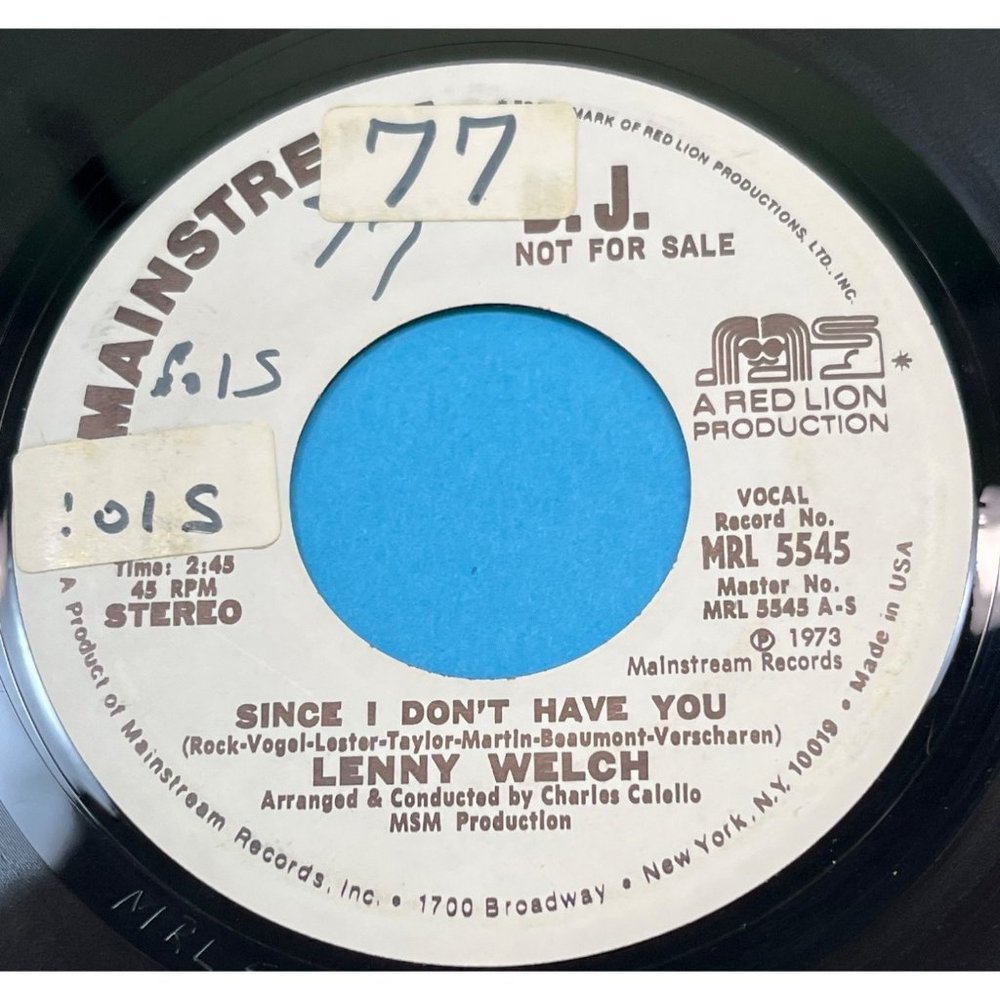 Lenny Welch Since I Don't Have You 45 Soul Promo Mainstream 5545 1973